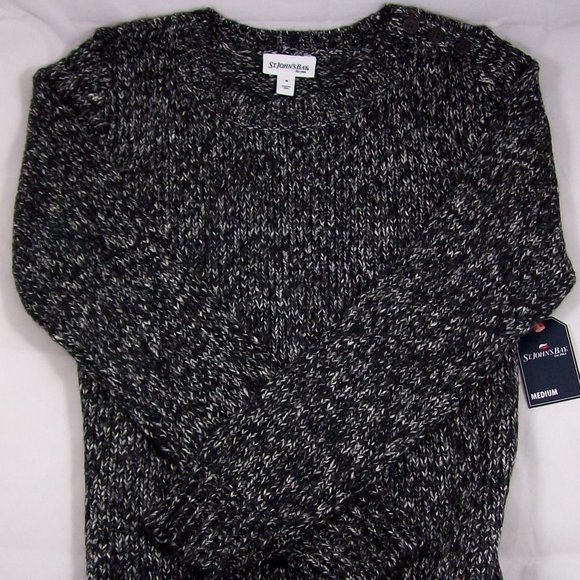 St. John's Bay Black Tweed Marled Sweater - Picture 4 of 4